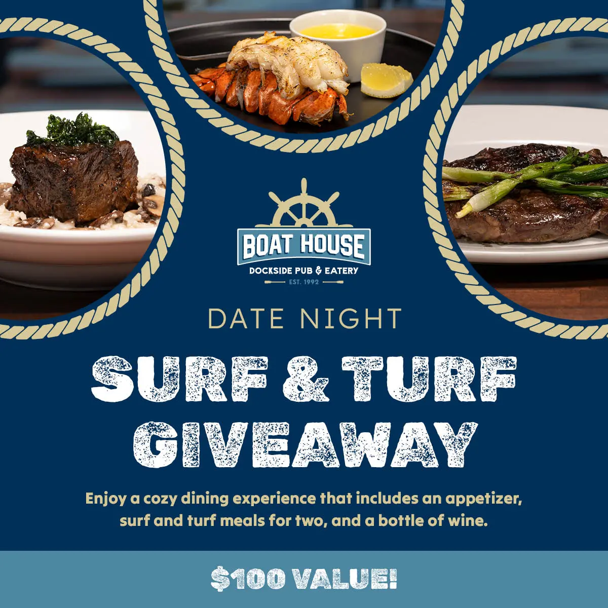 Boat House Date Night Surf & Turf Giveaway