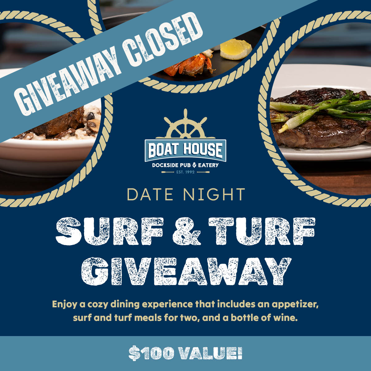 Boathouse Surfturfgiveaway Closed